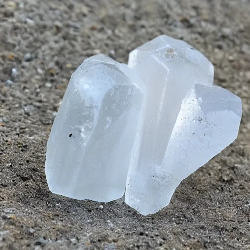 Prompt: raw clear quartz crystal natural formation