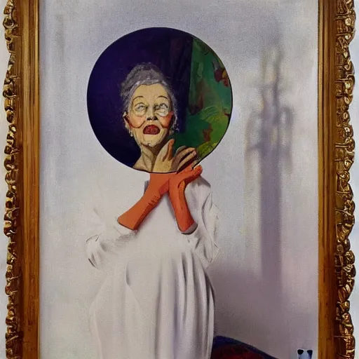 Prompt: The Endre Rozsda painting \'My grandmother\'s lorgnette (1947)\'