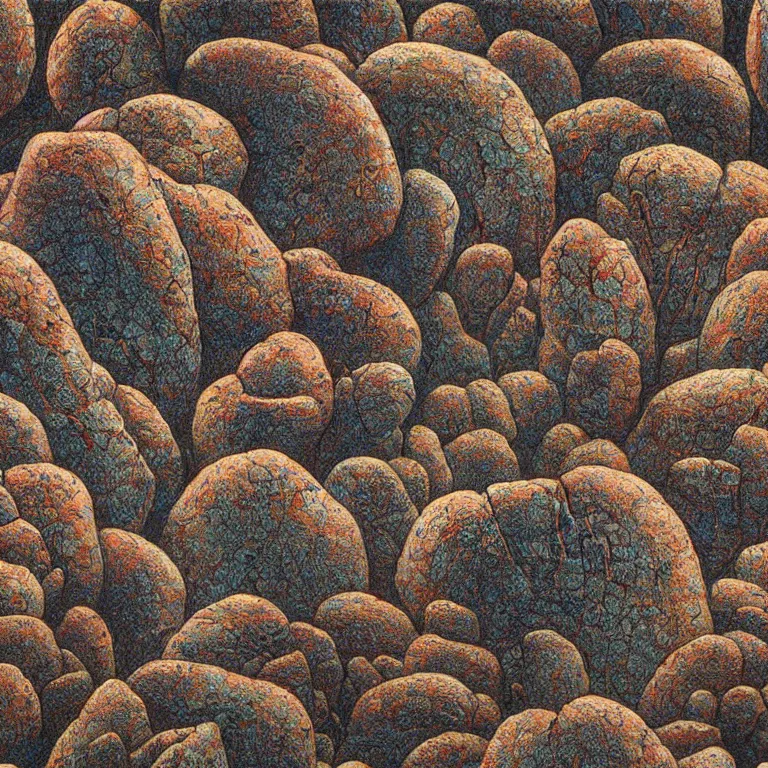 Image similar to seamless rock pattern, very detailed painting by beksinski