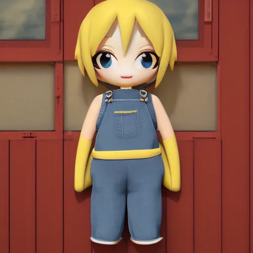 Image similar to cute fumo plush of a girl in overalls, outlines, vray