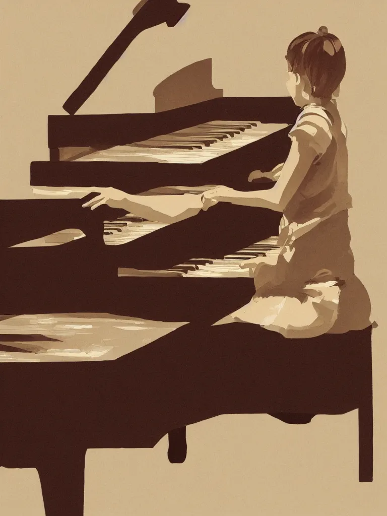 Image similar to playing piano by disney concept artists, blunt borders, rule of thirds