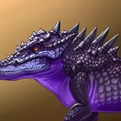 Image similar to violet crocodile dinosaur hybrid, fantasy game art, fantasy rpg, league of legends