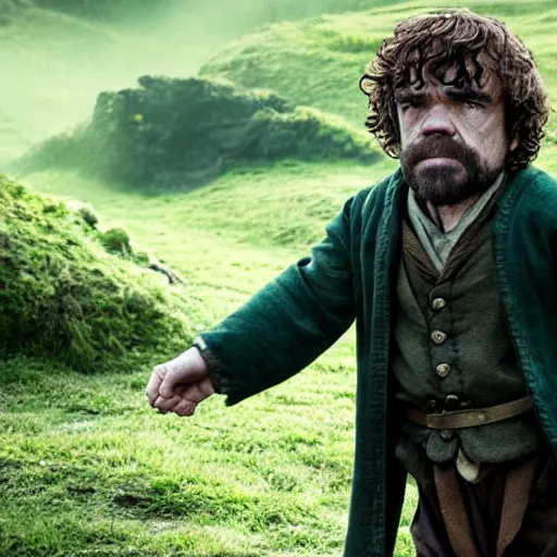 Image similar to stunning awe inspiring peter dinklage as frodo baggins movie still 8 k hdr atmospheric lighting