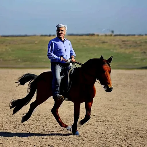 Prompt: Yair Lapid Riding a horse