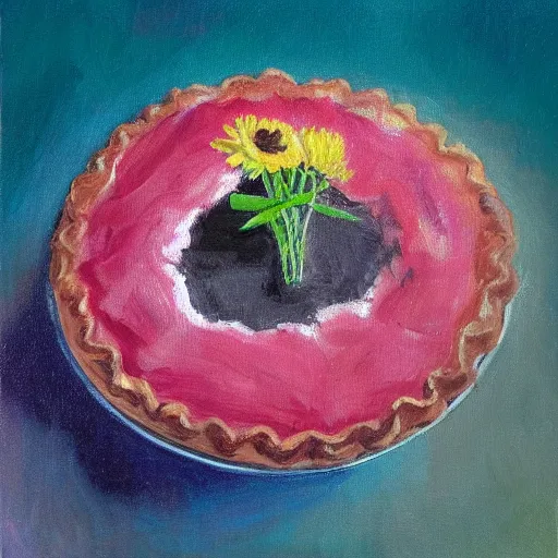 Prompt: a pie flower, oil painting