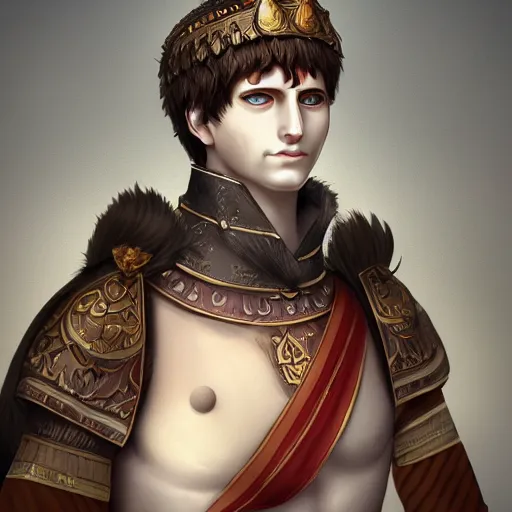 Image similar to illustration of the roman emperor augustus neko man half cat, character design, art station, epic, elegant, masterpiece of dan luvisi