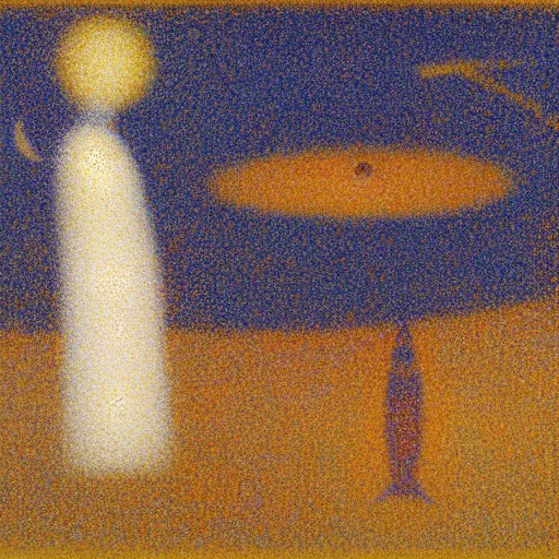 Prompt: Liminal space in outer space by Georges Seurat