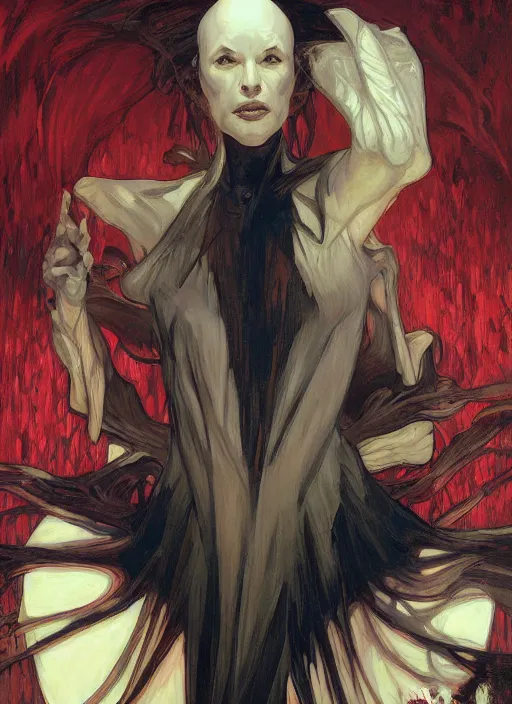 Image similar to symmetry! portrait of nosferatu, red spike aura in motion, floating pieces, painted art by tsuyoshi nagano, greg rutkowski, artgerm, alphonse mucha, spike painting