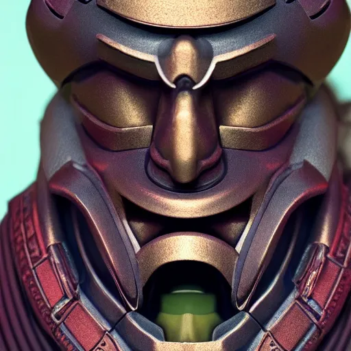 Image similar to portrait of a bust of a samurai head with mask and futuristic fashion elements created by yuuki morita, brilliantly colored, modern art, octane render, 3 d animated, unreal engine 5, studio lighting, smooth surface