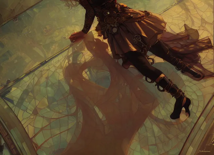 Image similar to woman model, steampunk!!! and modern, swimming, top view, rgb, backlit, elegant, highly detailed, digital painting, artstation, concept art, smooth, sharp focus, illustration, art by krenz cushart and artem demura and alphonse mucha