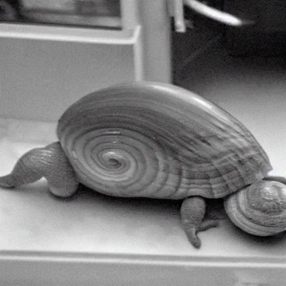 Image similar to giant snail caught sneaking around on cctv, surveillance footage