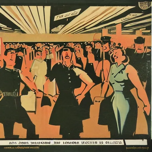 Image similar to the backrooms as a world war ii propaganda poster