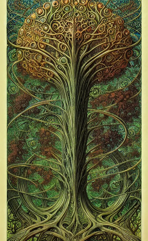 Image similar to tree of life by roger dean and andrew ferez, art forms of nature by ernst haeckel, divine chaos engine, symbolist, visionary, art nouveau, botanical fractal structures, organic, detailed, realistic, surreality