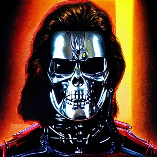 Image similar to terminator, wizard of oz, technicolour, lineart, higly detailed, artstation