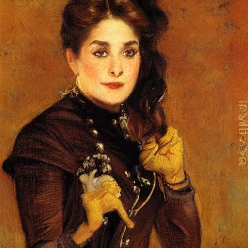 Prompt: portrait of action heroine by alfred stevens