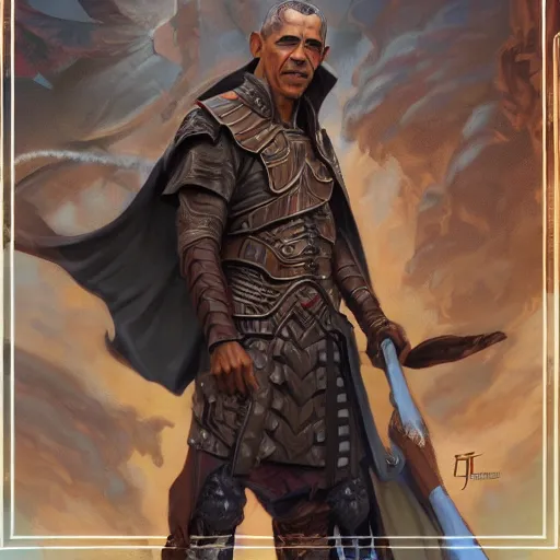 Prompt: Barack Obama as a fantasy D&D character, portrait art by Donato Giancola and James Gurney, digital art, trending on artstation