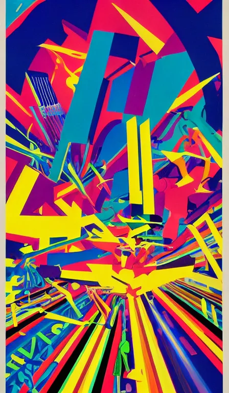 Prompt: Poster for a New Year's Eve rave, late 90s, by Peter Saville, Tadanori Yokoo