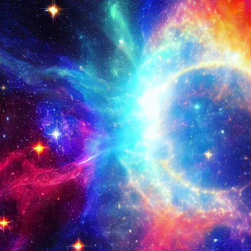 Image similar to the creation of a new universe cosmic light expanding, 4k resolution brilliant color scheme