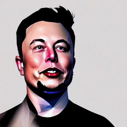 Prompt: low polygon render of elon musk on a white background, isometric 3 d, ultra hd