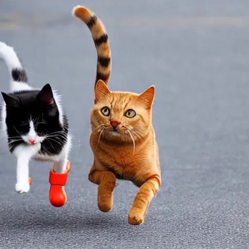 Prompt: cats and dogs race