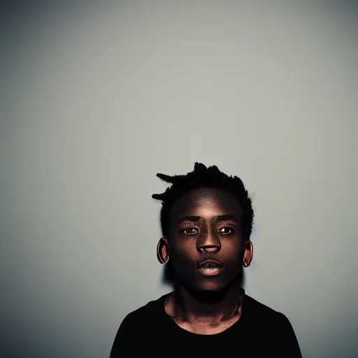 Prompt: a black boy with colored dread, in dark room, flash, polaroid effect, 4 k, high resolution