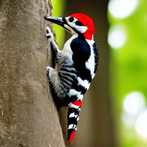 Prompt: a woodpecker - cat - hybrid, animal photography