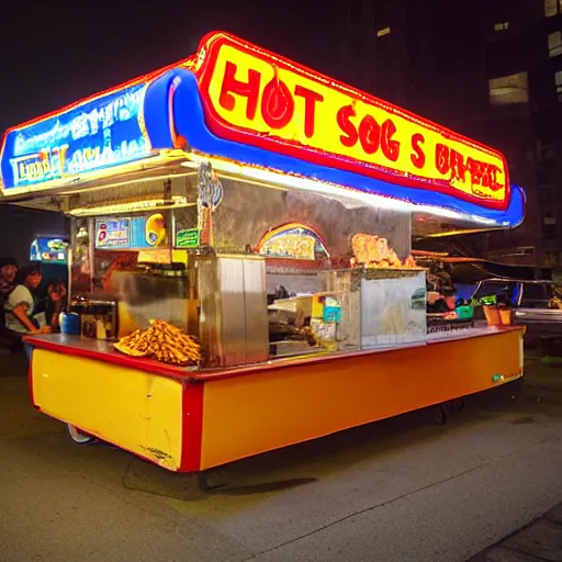 Image similar to hot dog street food stand amateur photography with flash