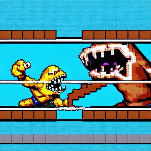 Image similar to street sharks 2d capcom fighting game sprite, pixel art