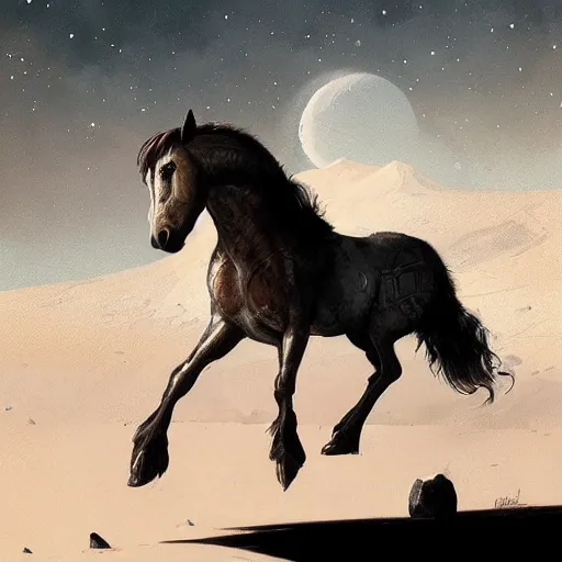 Image similar to horse on the moon by greg rutkowski