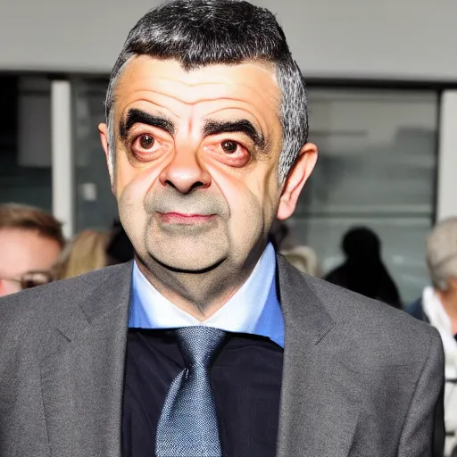 Image similar to rowan atkinson wearing a pandemic mask