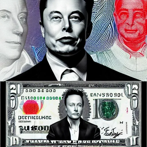 Image similar to Elon musk on the Mars Dollar bill