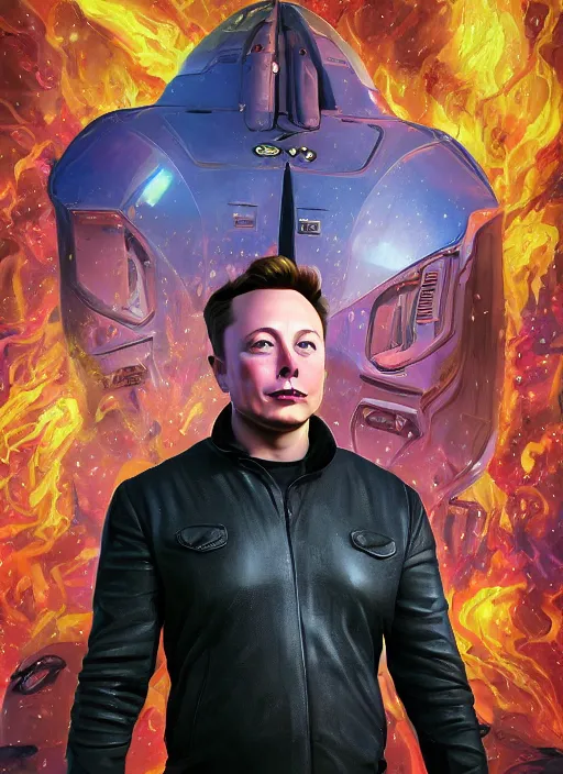 Prompt: ( ( ( hyperrealist cg an epic fantasy comic book style portrait painting of elon musk ) ) ) by ivan bilibin, spacex, mars mission, fantasy, photorealistic, octane render, vibrant colors, unreal engine, dynamic lighting, perfect factions, very detailed faces, trending on artstation, poster, volumetric lighting, 4 k, award winning