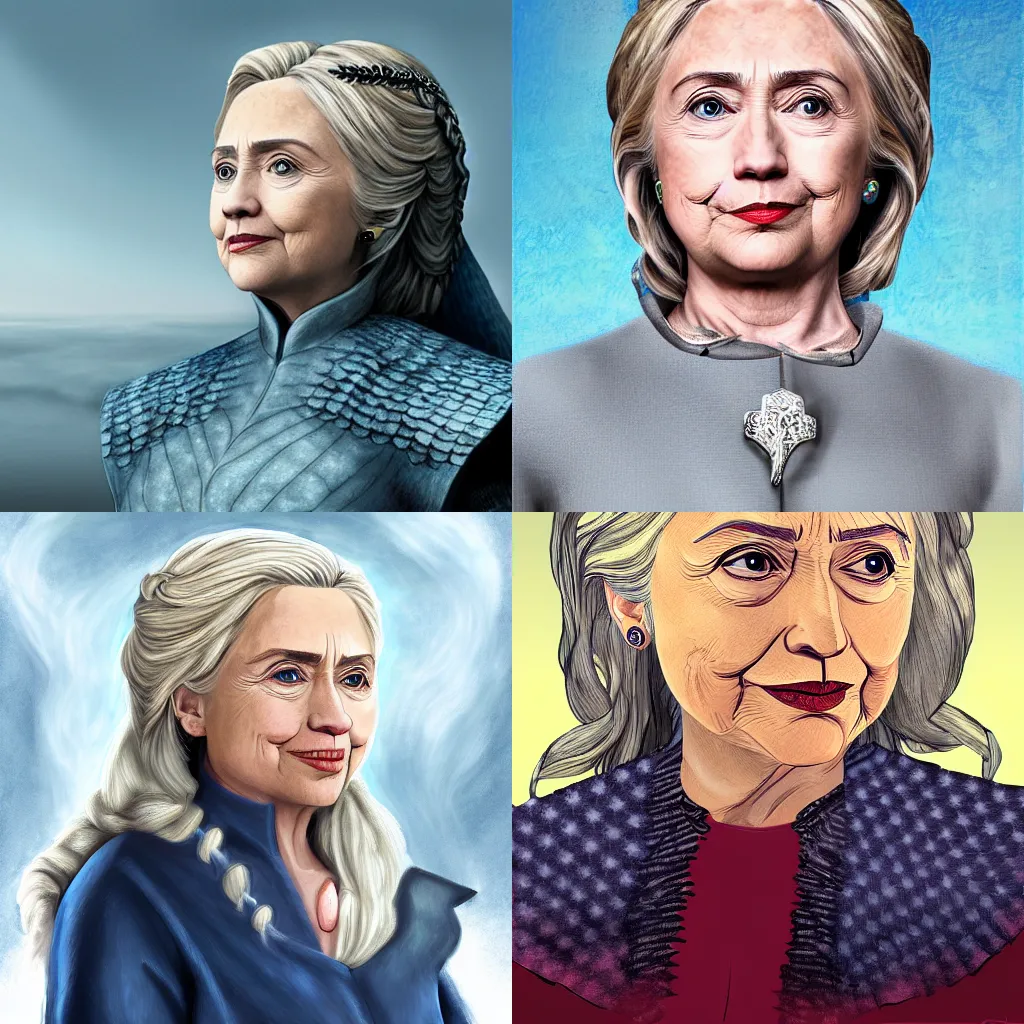 Prompt: Hillary Clinton as Daenerys Targaryen, digital art