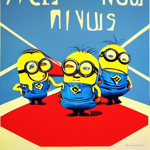 Image similar to soviet poster of minions