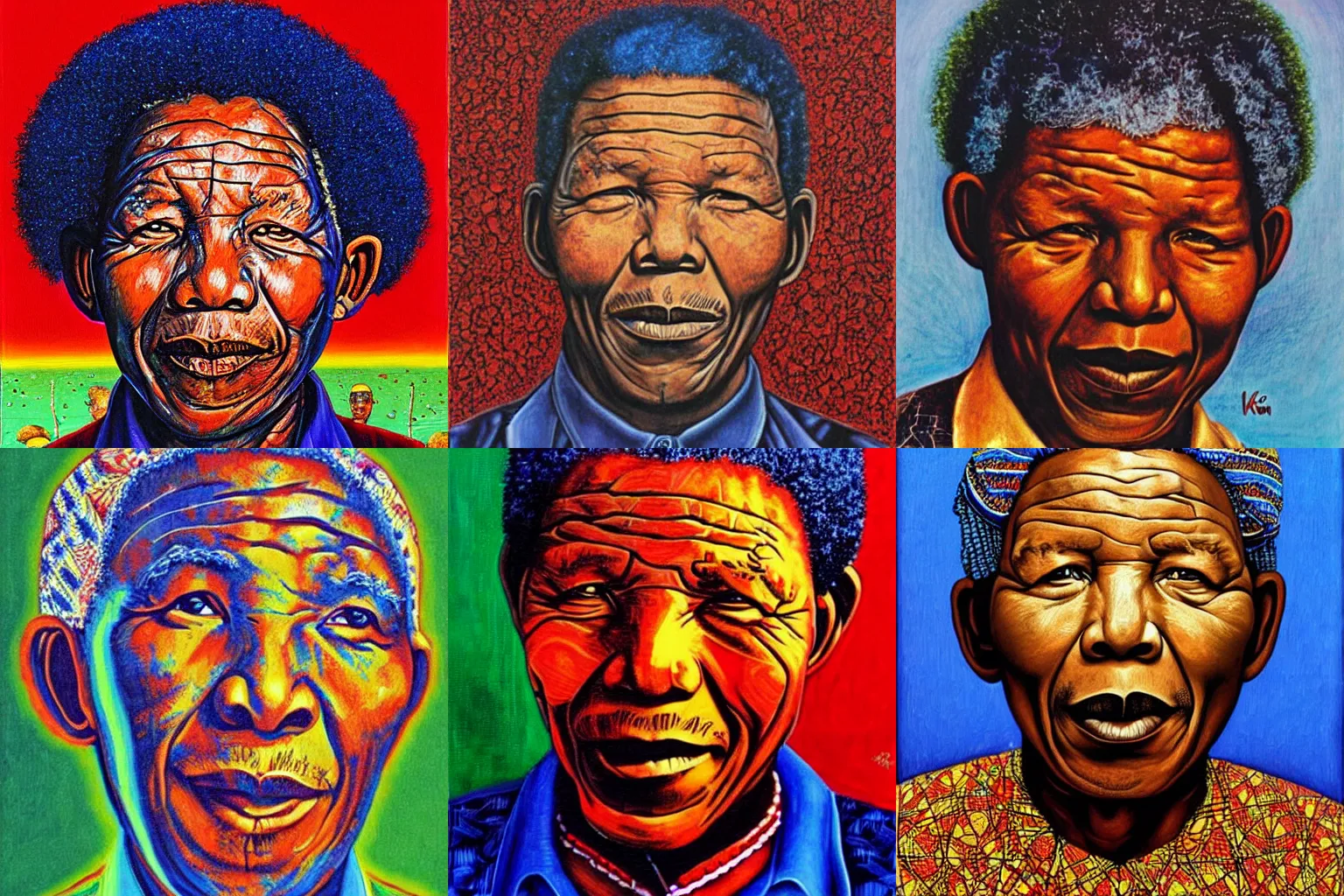 Prompt: a portrait painting of Mandela by Mati Klarwein