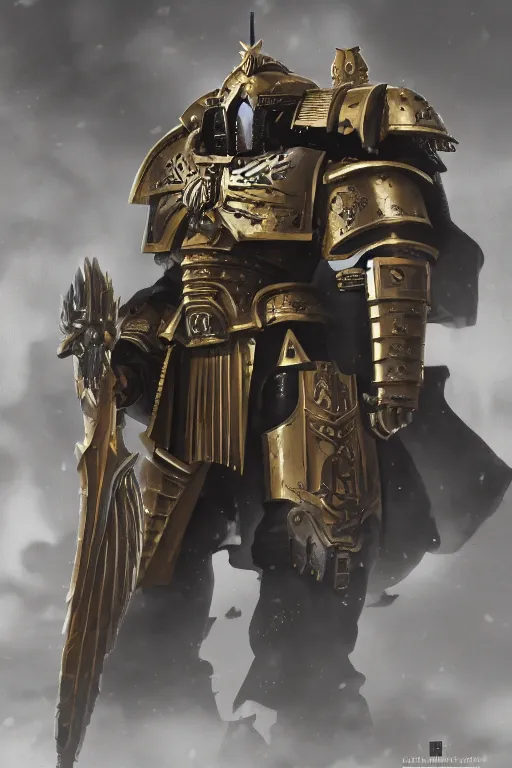 Image similar to armor portrait heros warhammer 4 0 k horus heresy fanart - the primarchs emperor by johannes helgeson animated with vfx concept artist & illustrator global illumination ray tracing hdr fanart arstation zbrush central hardmesh 8 k octane renderer