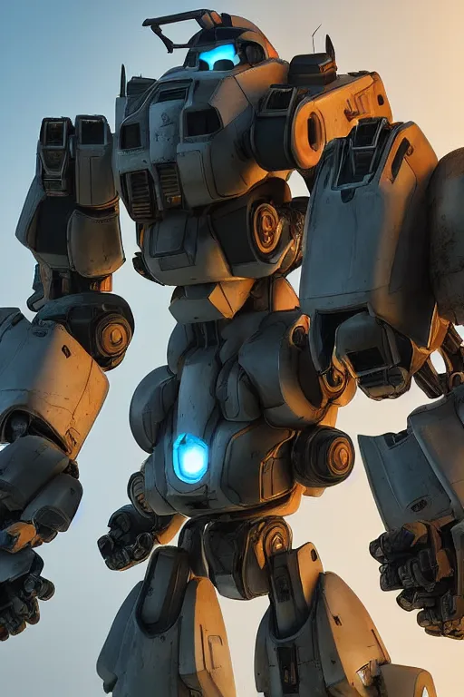 Image similar to mechwarrior 5 : mercenaries mech megaman transformer robot boss tank engine game octane render, 4 k, hd 2 0 2 2 3 d cgi rtx hdr style chrome reflexion glow fanart, global illumination ray tracing hdr fanart arstation by ian pesty by jesper ejsing pixar and disney unreal zbrush central hardmesh