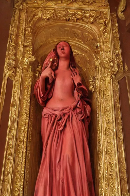 Prompt: crying statue of maria santisima de la victoria, red tears, in style of classicism, hyper detailed