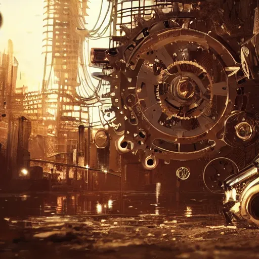 Image similar to Beautiful Photo of the Time Machine. Gear mechanism. Cyberpunk. splatterpunk. 4K. Future