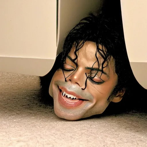 Image similar to michael jackson hidding under a bed