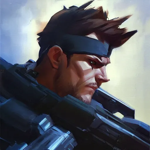 Image similar to greg manchess portrait painting of solid snake as overwatch character, medium shot, asymmetrical, profile picture, organic painting, sunny day, matte painting, bold shapes, hard edges, street art, trending on artstation, by huang guangjian and gil elvgren and sachin teng