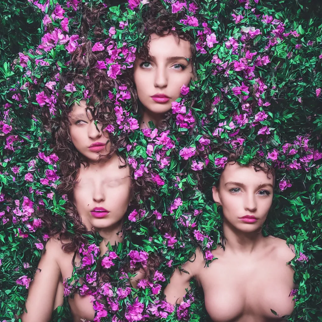 Prompt: flume_and flume_and_former_cover_art_future_bassgirl_unwrapped_statue_bust_curls_of_hair_petite_lush body_photography_model _body_art_futuristic_c racks_bush_material