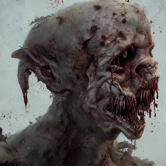 Image similar to hyper realistic photo portrait decayed smiling zombie cinematic, greg rutkowski, james gurney, mignola, craig mullins, brom redshift, vray, octane