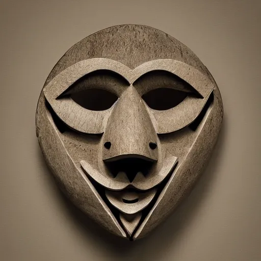 Image similar to symmetrical product photograph of a tribal mask made from waterlilys