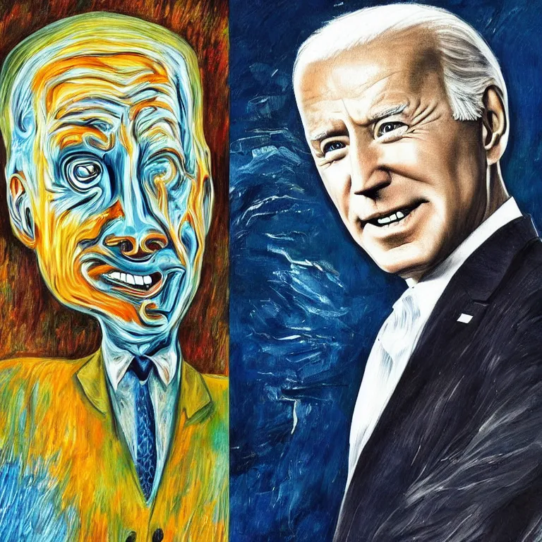 Image similar to surrealist Joe Biden, painted by salvador dali