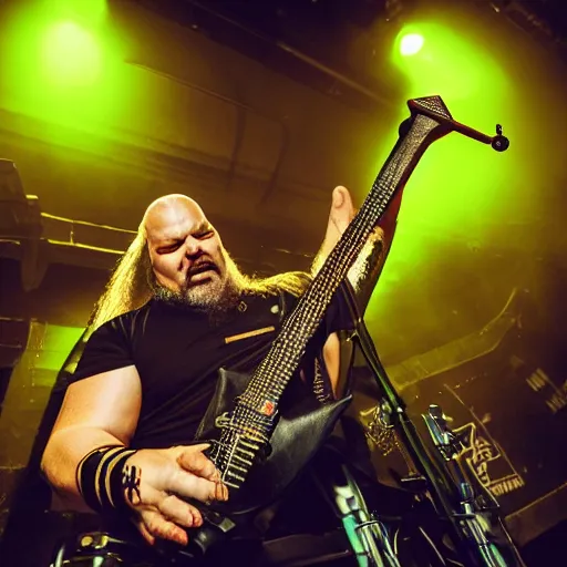 Image similar to Tomas Haake with 6 arms, playing heavy metal drums,