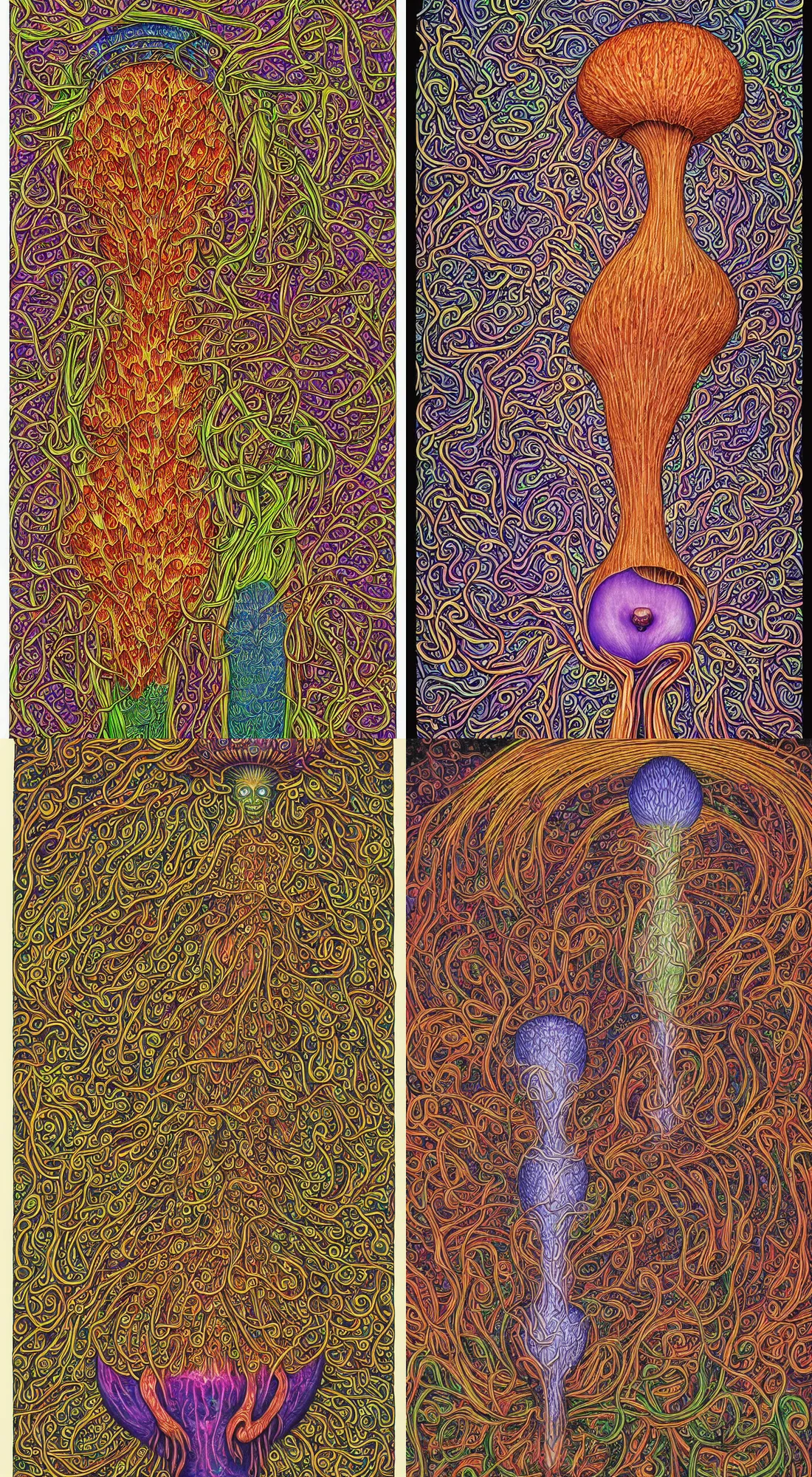 Image similar to mushroom god by Alex Grey