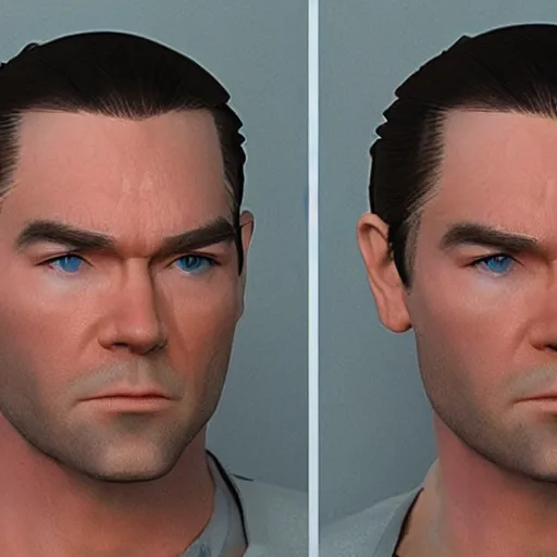 Image similar to antony starr with slicked blonde hair mugshot, 8 k