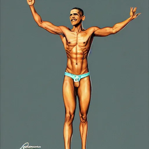 Prompt: Barack Obama warrior full body shot by boris vallejo