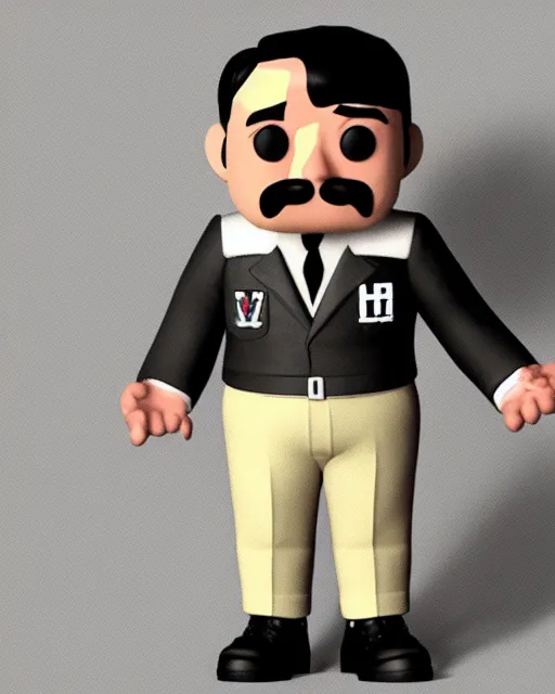 Image similar to full body 3d render of adolf hitler as a funko pop, studio lighting, white background, blender, trending on artstation, 8k, highly detailed